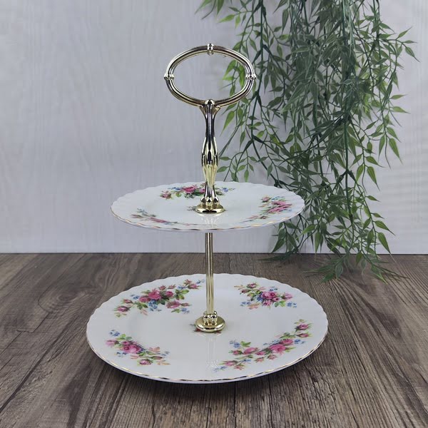 Royal Albert Moss Rose Etagère 2 laags 1 Royal Albert Moss Rose Etagère 2 laags 1