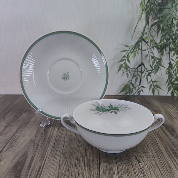 Royal Copenhagen Grøn Melodi 14075 Soepkom met Schotel 3