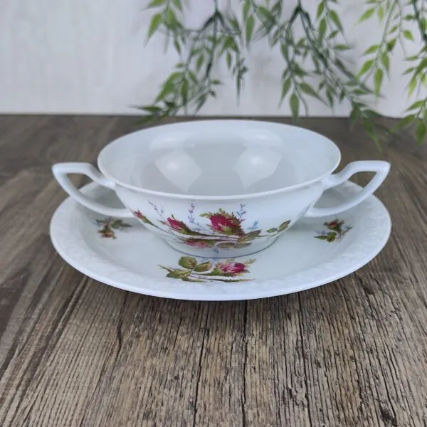 Rosenthal Maria Moosrose Kontinental Soepkom met schotel II Rosenthal Maria Moosrose Kontinental Soepkom met schotel II