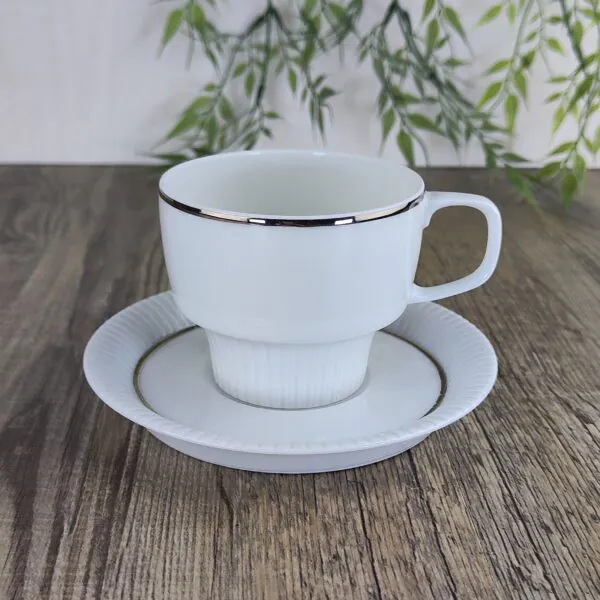 Rosenthal Studio Linie: Modulation Platinband Koffiekop met Schotel Rosenthal Studio Linie: Modulation Platinband Koffiekop met Schotel
