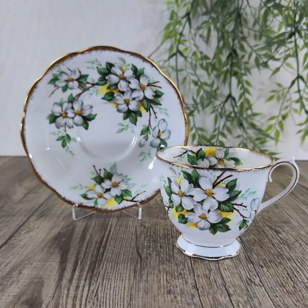 Royal Albert White Dogwood Heren Kop en Schotel Thee Royal Albert White Dogwood Heren Kop en Schotel Thee