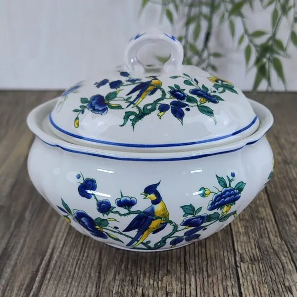 Villeroy & Boch Phoenix Blau Suiker- Confiturepot met Deksel 1 Villeroy & Boch Phoenix Blau Suiker- Confiturepot met Deksel 1