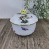 Herend Rothschild Bird 662 Bonbonnierre rond met Deksel (roosje lichte schade) 2