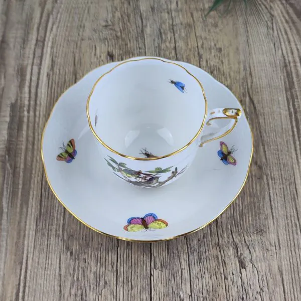 Herend Rothschild Bird 707 Koffiekop en Schotel 2