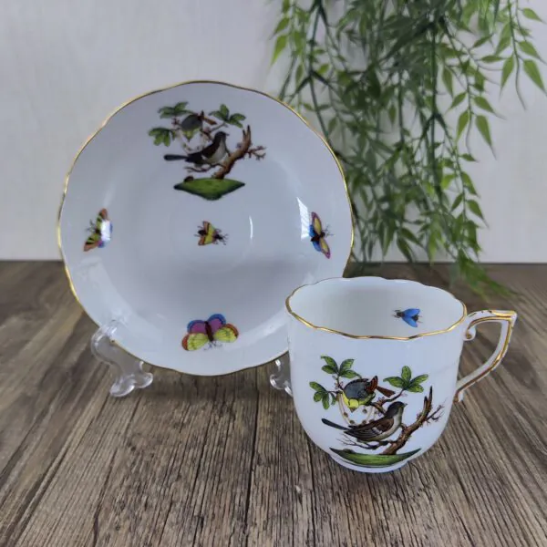 Herend Rothschild Bird 707 Koffiekop en Schotel 3