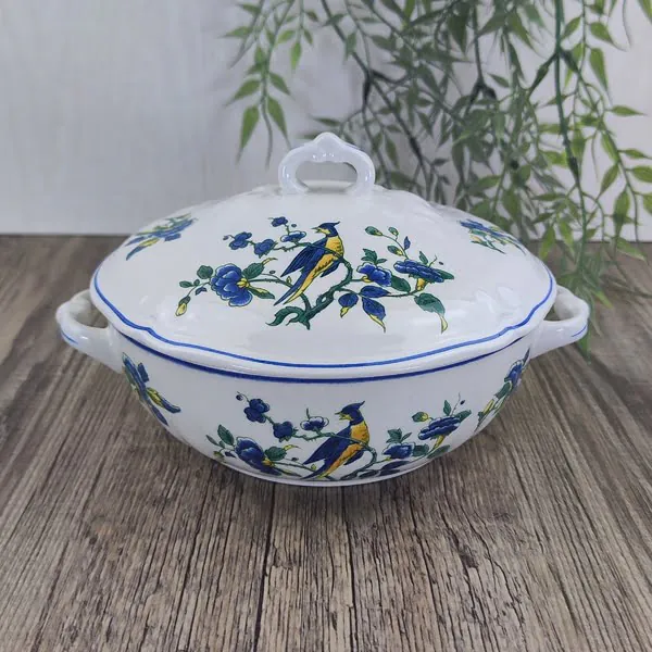 Villeroy & Boch Phoenix Blau Terrine Dekschaal met Deksel klein 1 Villeroy & Boch Phoenix Blau Terrine Dekschaal met Deksel klein 1