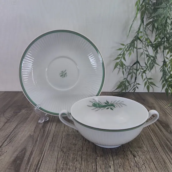Royal Copenhagen Grøn Melodi 14075 Soepkom met Schotel 3 Royal Copenhagen Grøn Melodi 14075 Soepkom met Schotel 3